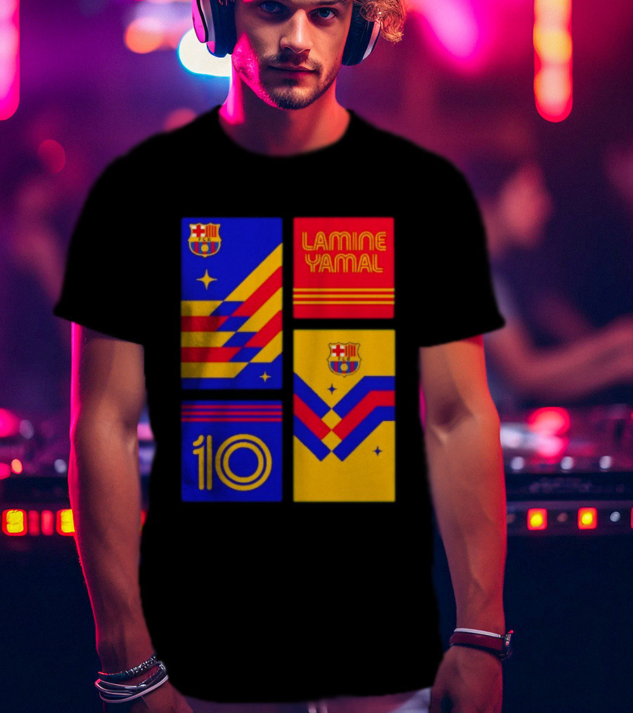 FC Barcelona Lamine Yamal 10 Vibes With Team Colors And Crest T-Shirt