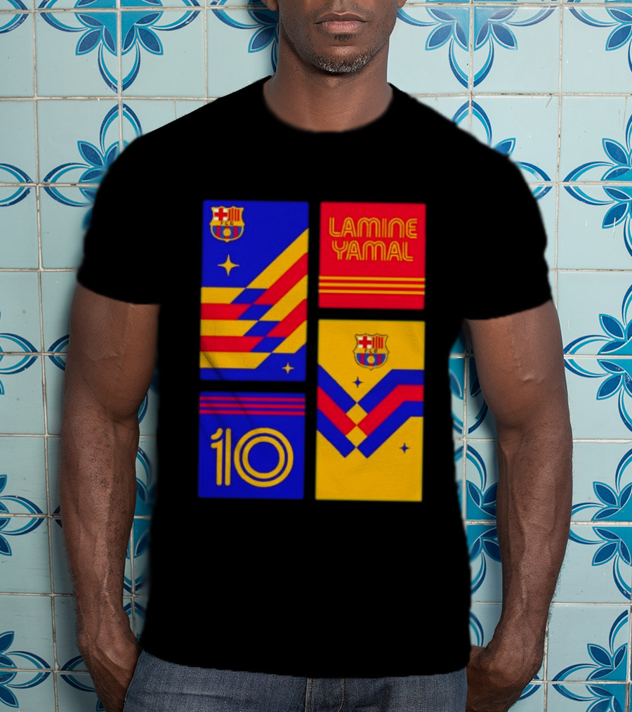FC Barcelona Lamine Yamal 10 Vibes With Team Colors And Crest T-Shirt