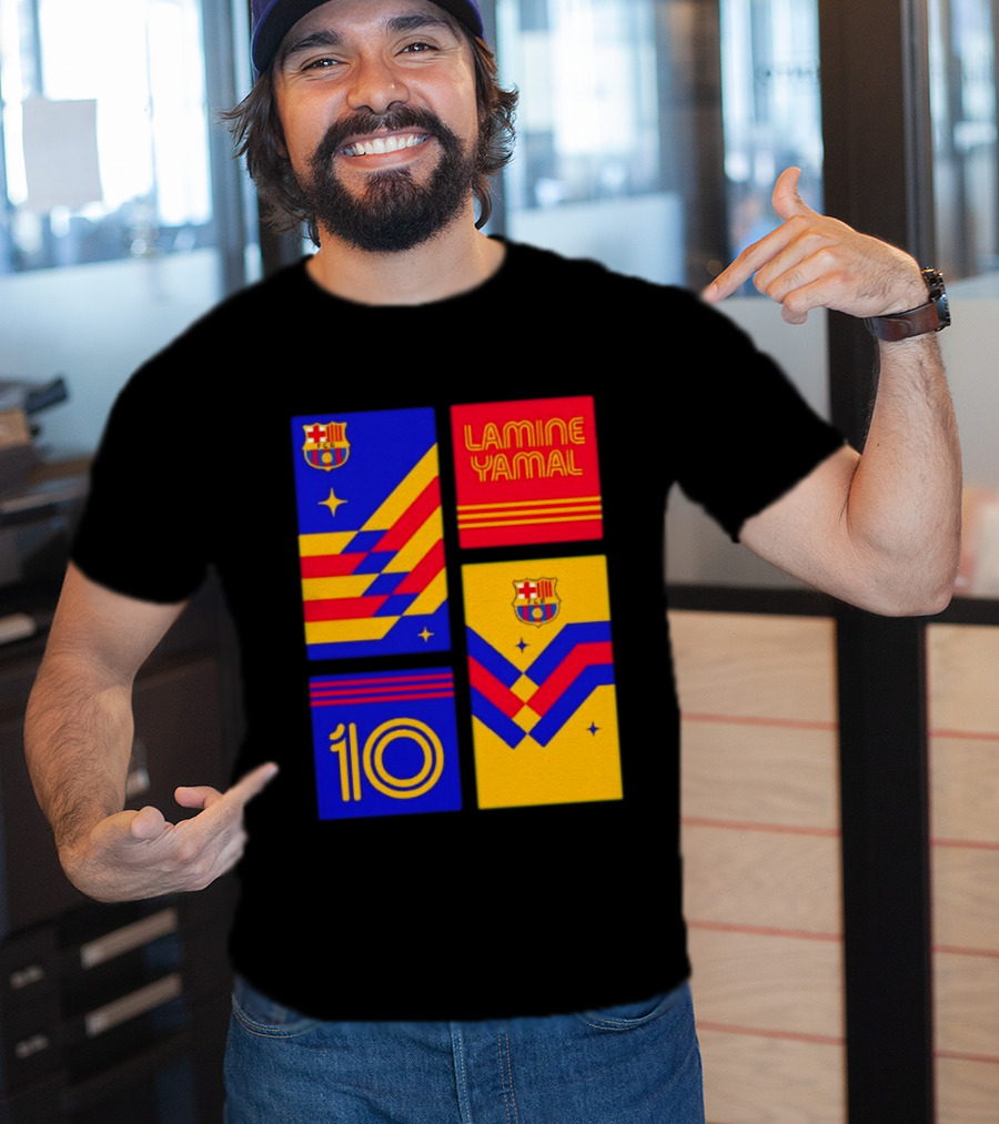 FC Barcelona Lamine Yamal 10 Vibes With Team Colors And Crest T-Shirt