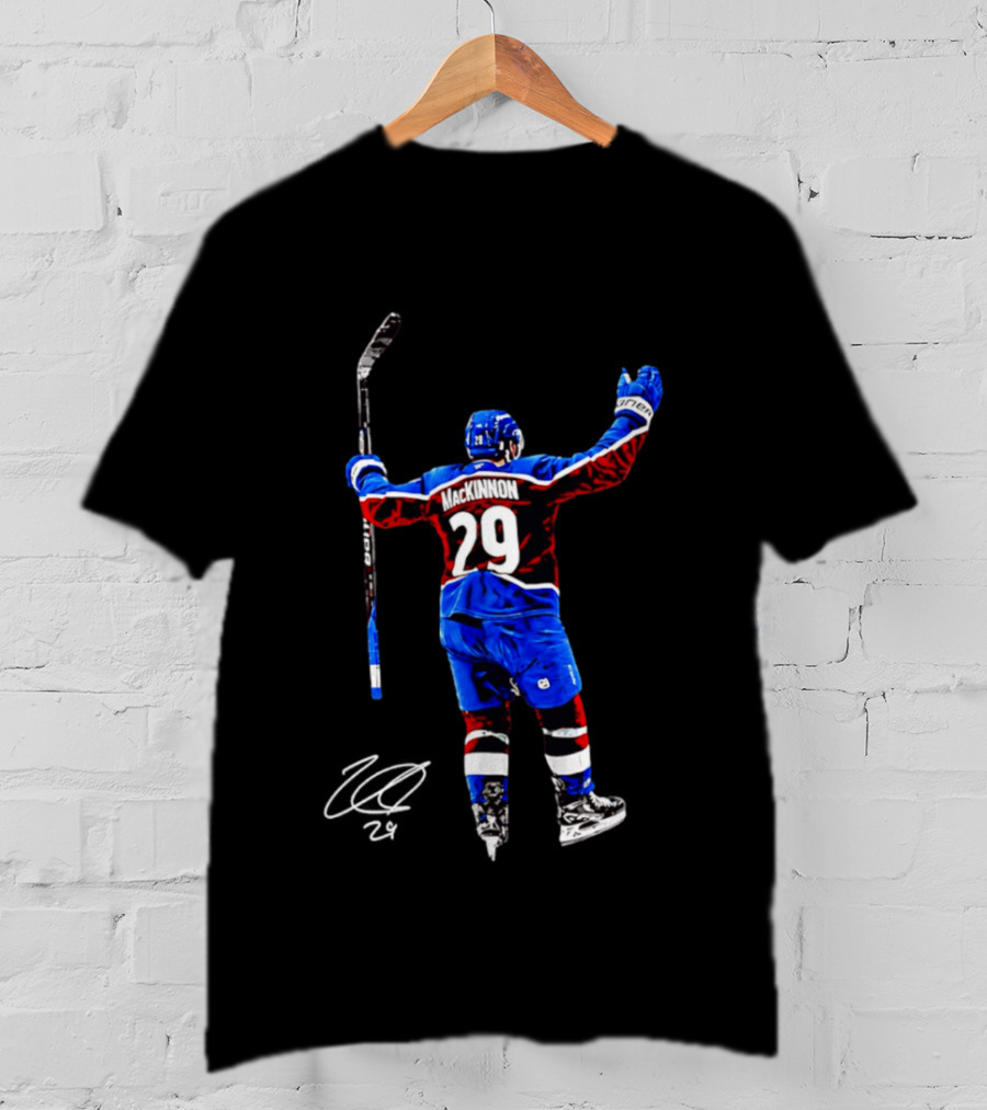 Nathan MacKinnon 29 Colorado Avalanche Hockey Celebration T-Shirt