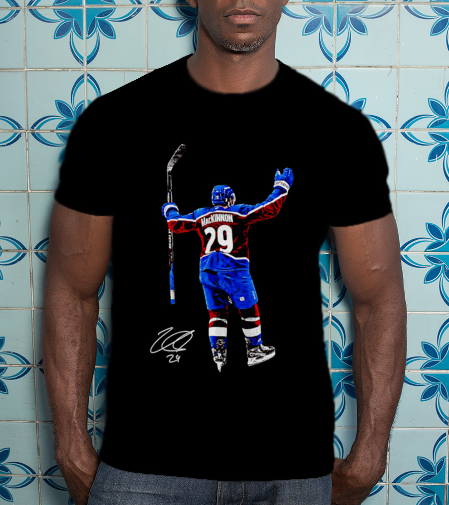 Nathan MacKinnon 29 Colorado Avalanche Hockey Celebration T-Shirt