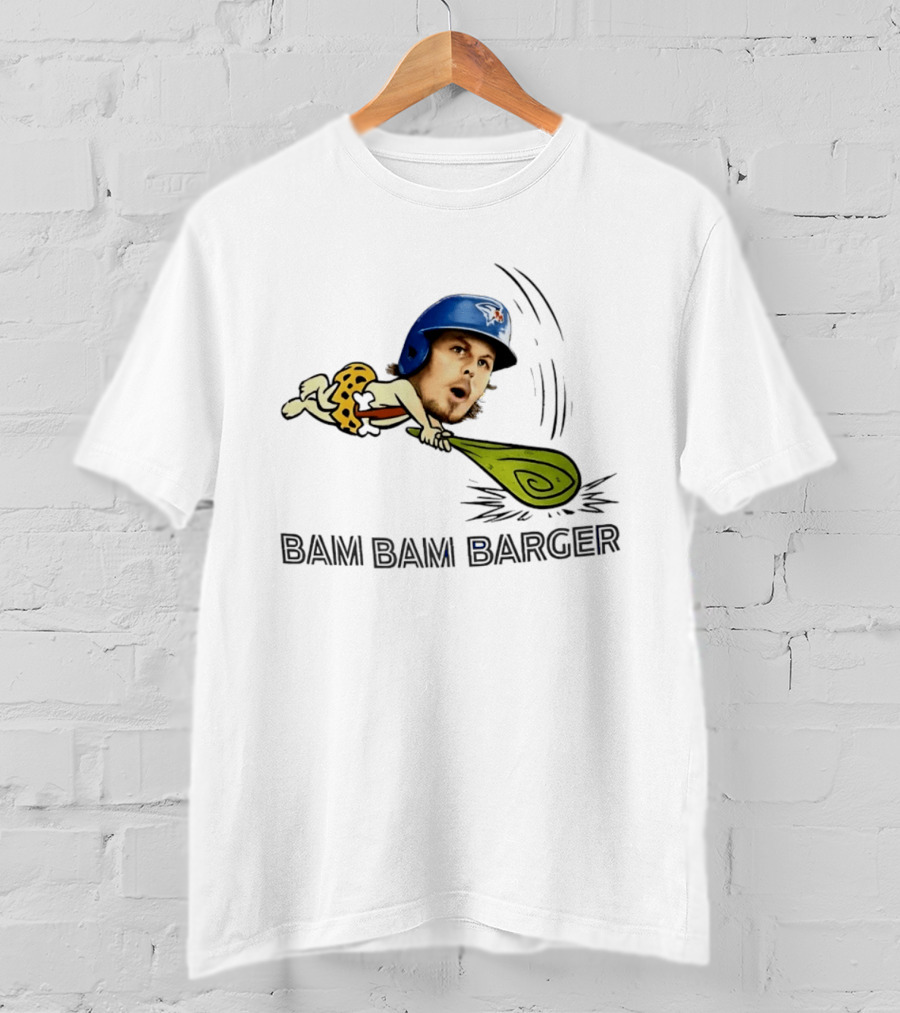 Bam Bam Barger Blue Jays Baseball Cartoon Helmet Bat T-Shirt