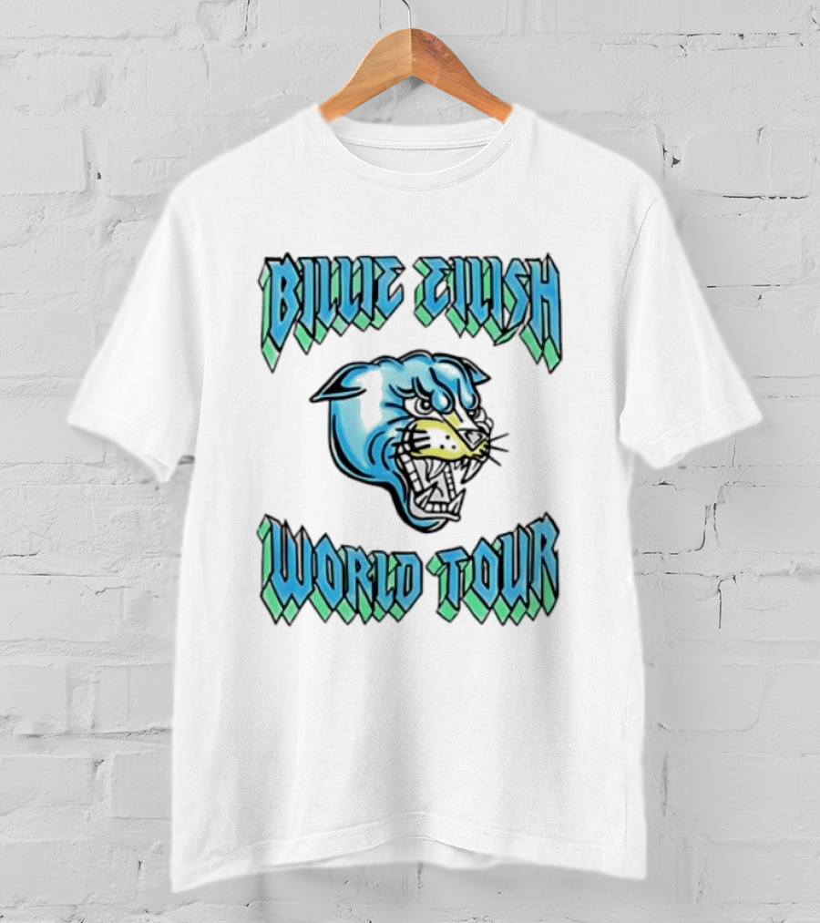 Billie Eilish World Tour Blue Panther Head T-Shirt