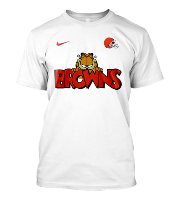 Cleveland Browns Garfield Orange Cat Helmet Nike T-Shirt