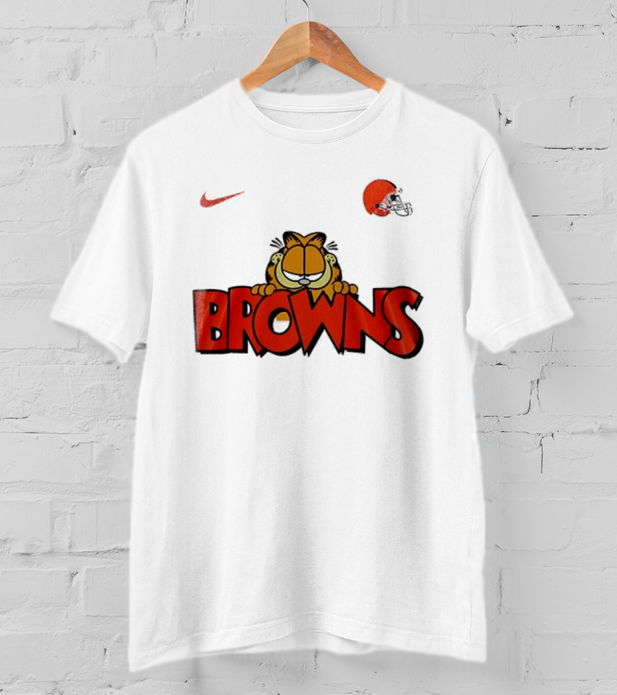 Cleveland Browns Garfield Orange Cat Helmet Nike T-Shirt