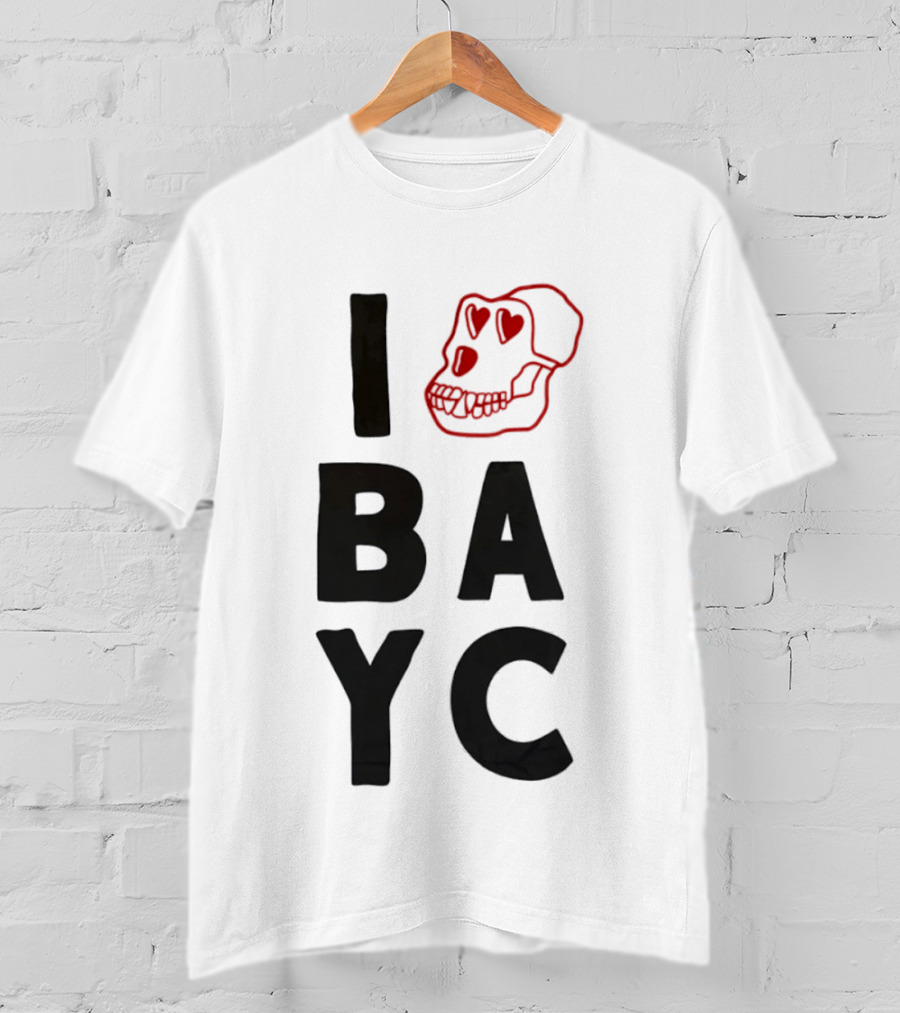 I Love BAYC Red Heart Eyed Skull T-Shirt