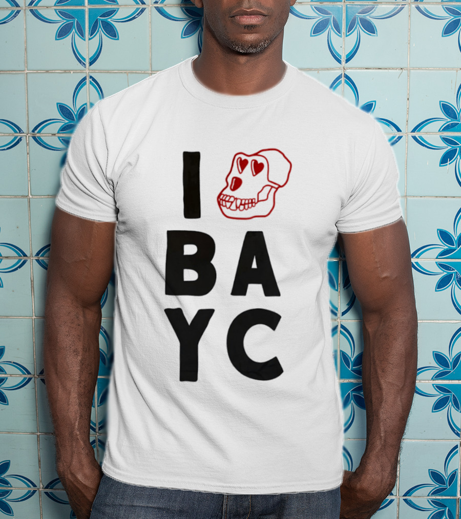 I Love BAYC Red Heart Eyed Skull T-Shirt