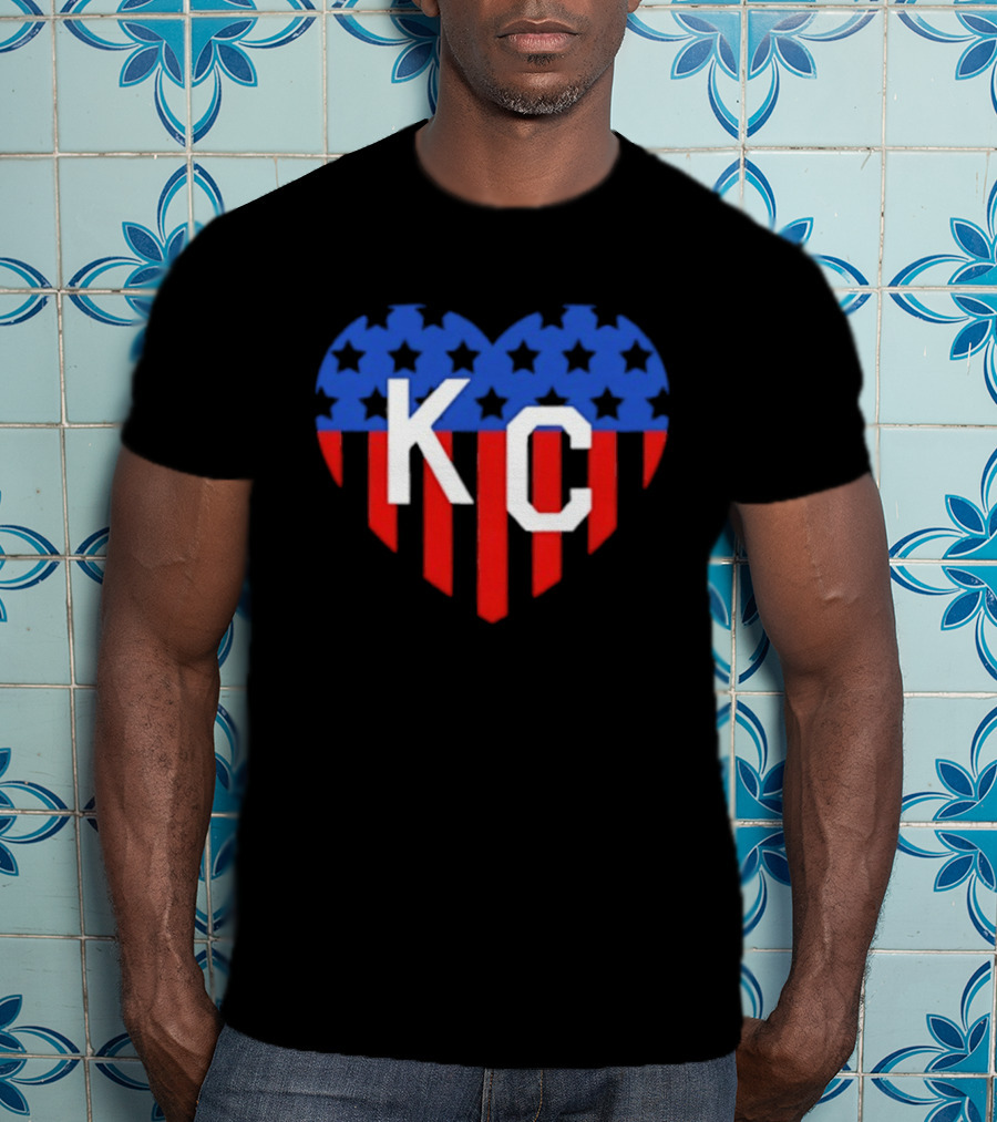 USA Stars Stripes Heart KC Kansas City T-Shirt