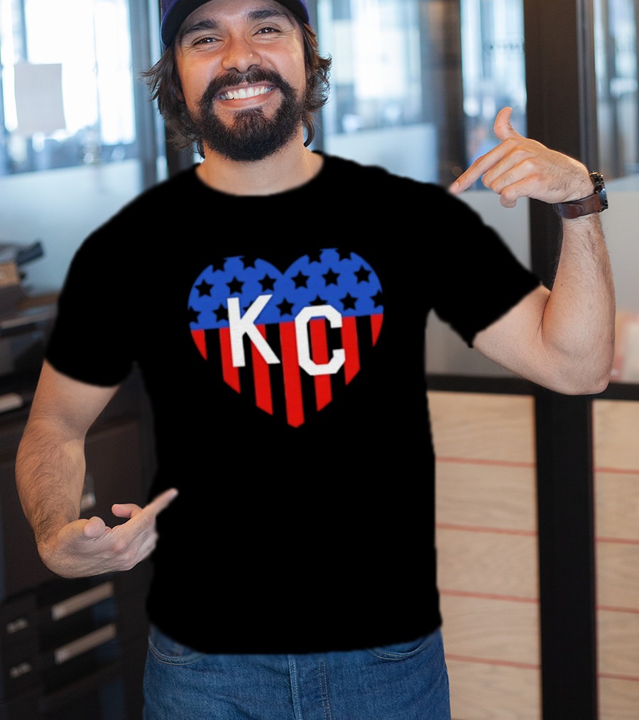 USA Stars Stripes Heart KC Kansas City T-Shirt