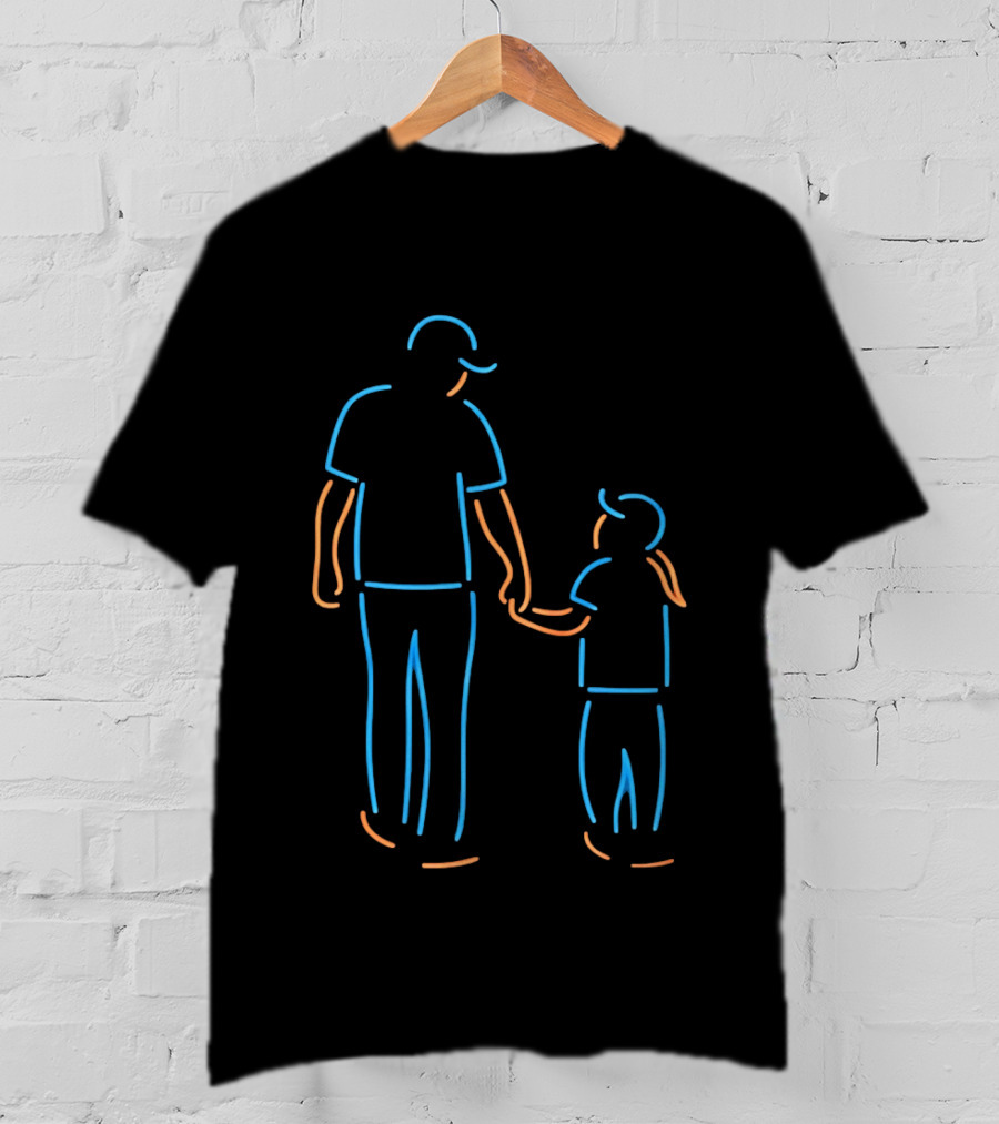 Father And Daughter Walking Neon T-Shirt