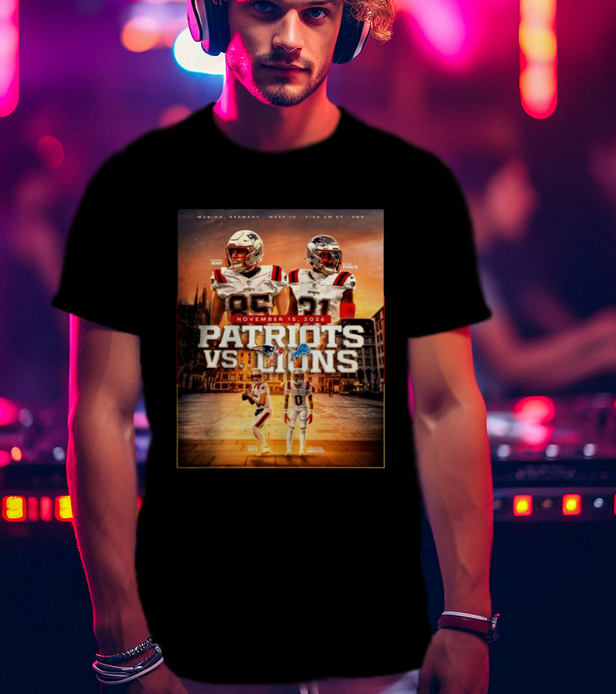 New England Patriots Vs Detroit Lions November 15 2026 Munich Germany Week 10 FOX T-Shirt
