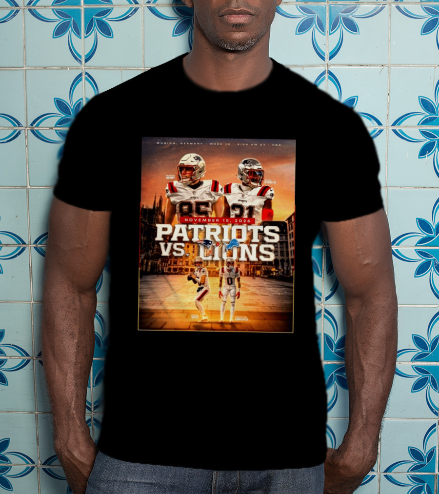 New England Patriots Vs Detroit Lions November 15 2026 Munich Germany Week 10 FOX T-Shirt