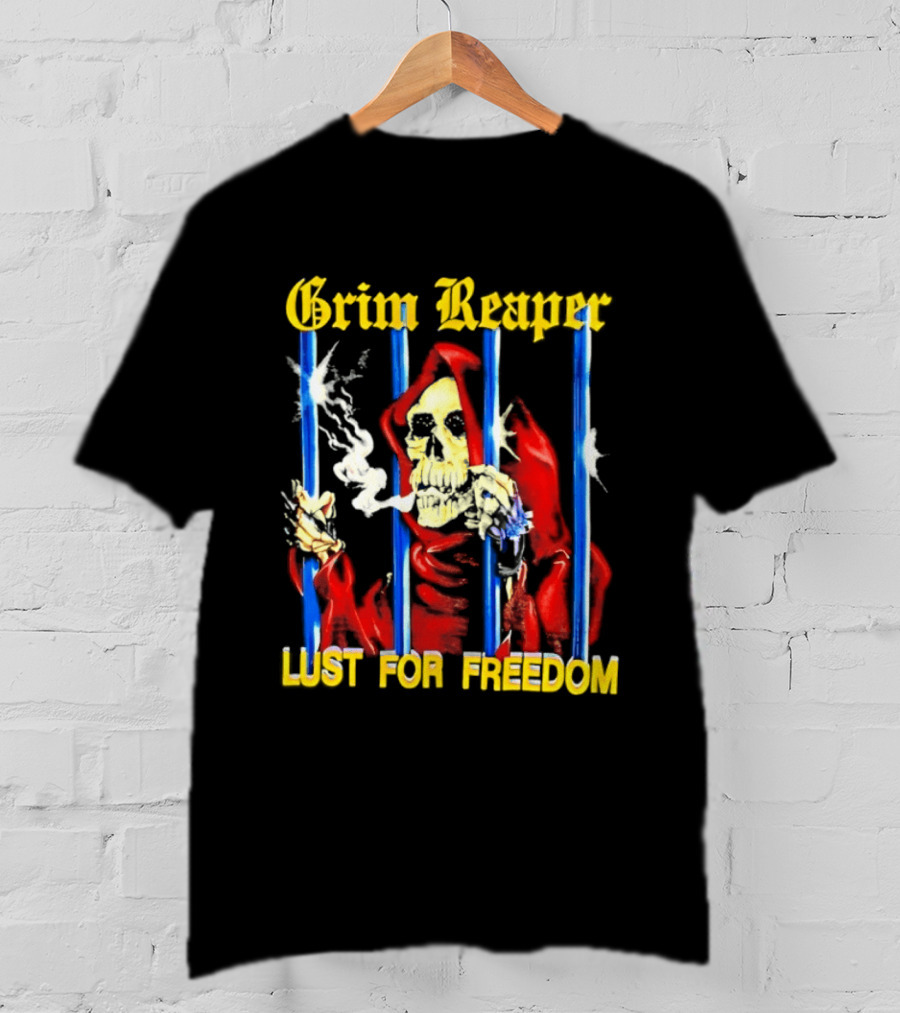 Grim Reaper Behind Bars Lust For Freedom T-Shirt