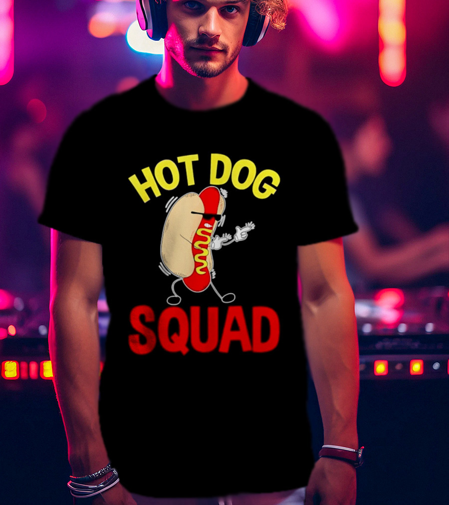Hot Dog Squad Funny Cartoon Mustard Enthusiasts T-Shirt