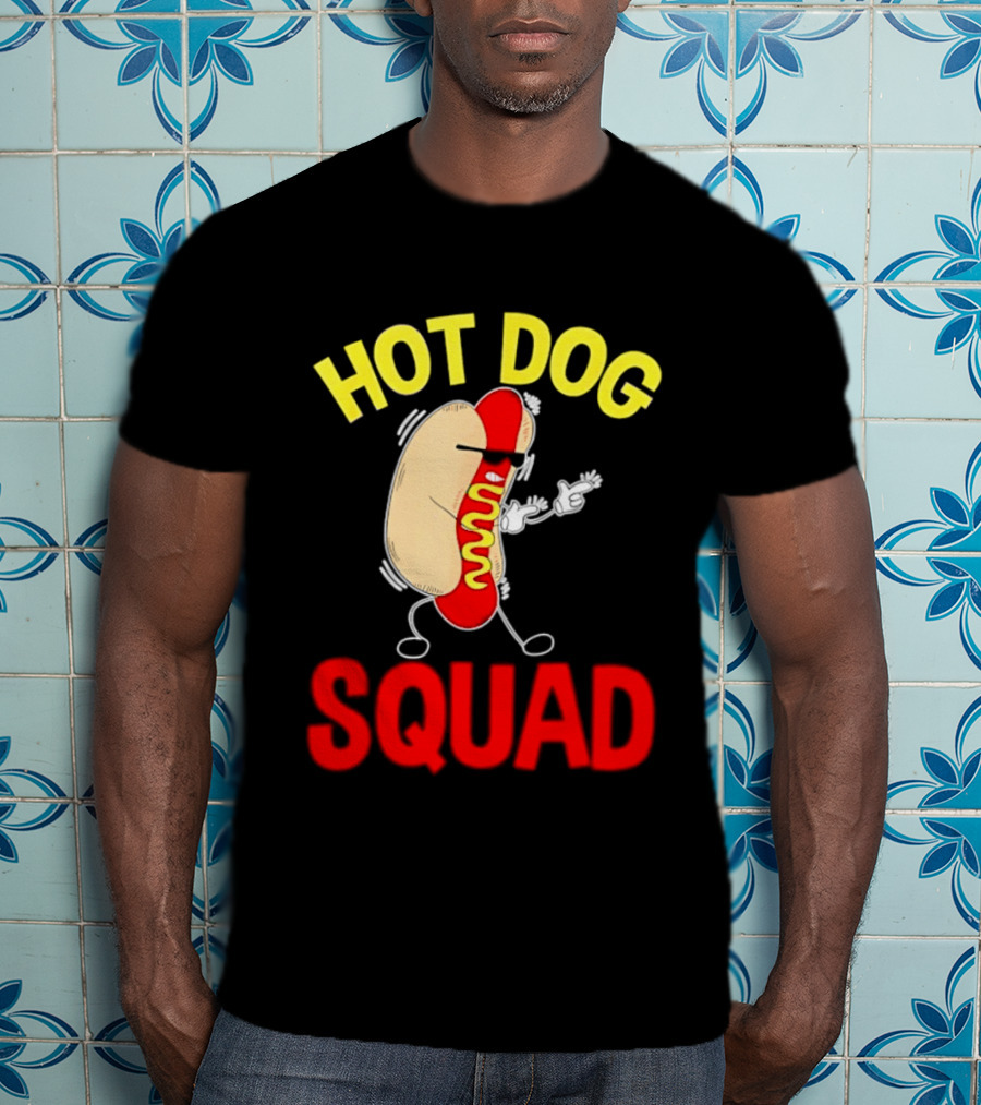 Hot Dog Squad Funny Cartoon Mustard Enthusiasts T-Shirt