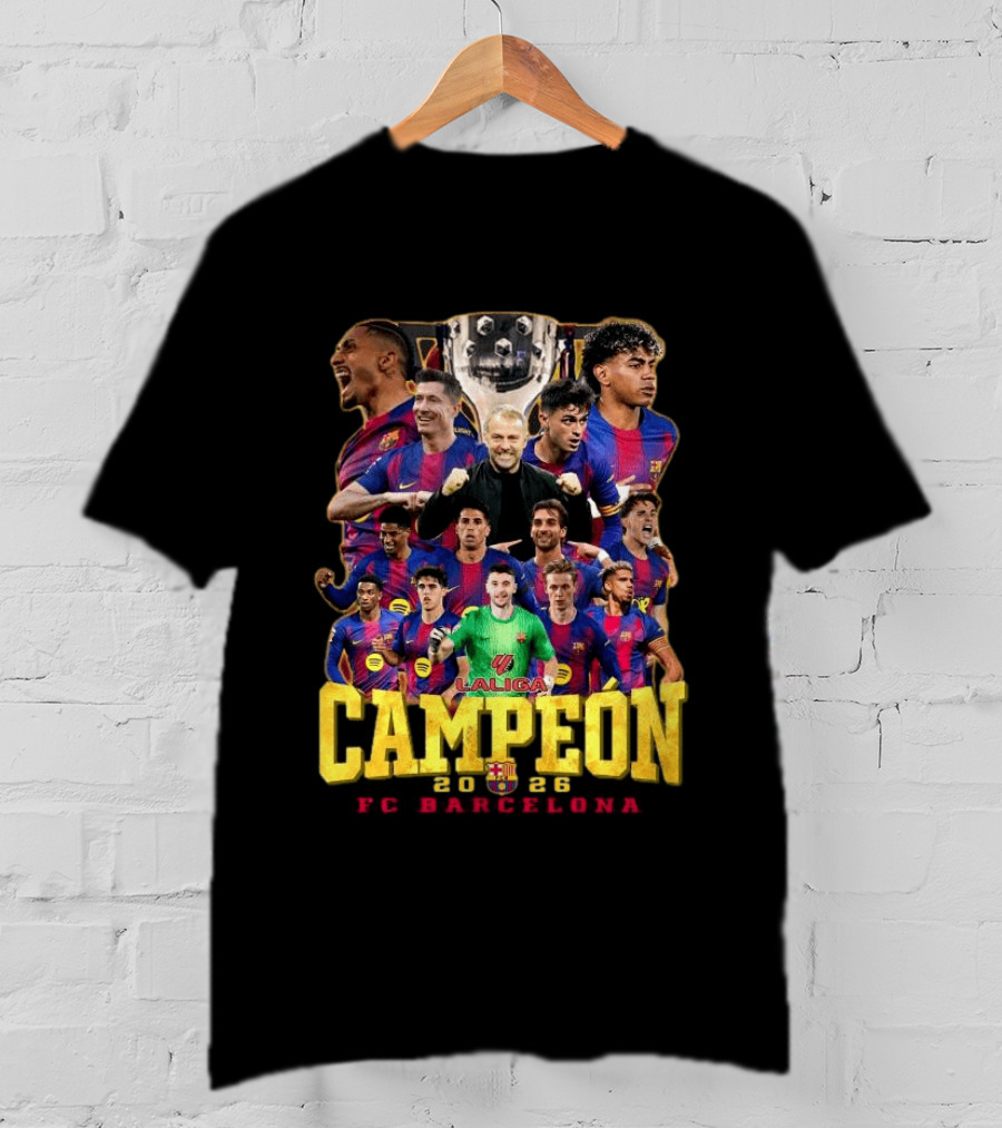 Laliga Campeón 2026 FC Barcelona Players Celebration T-Shirt