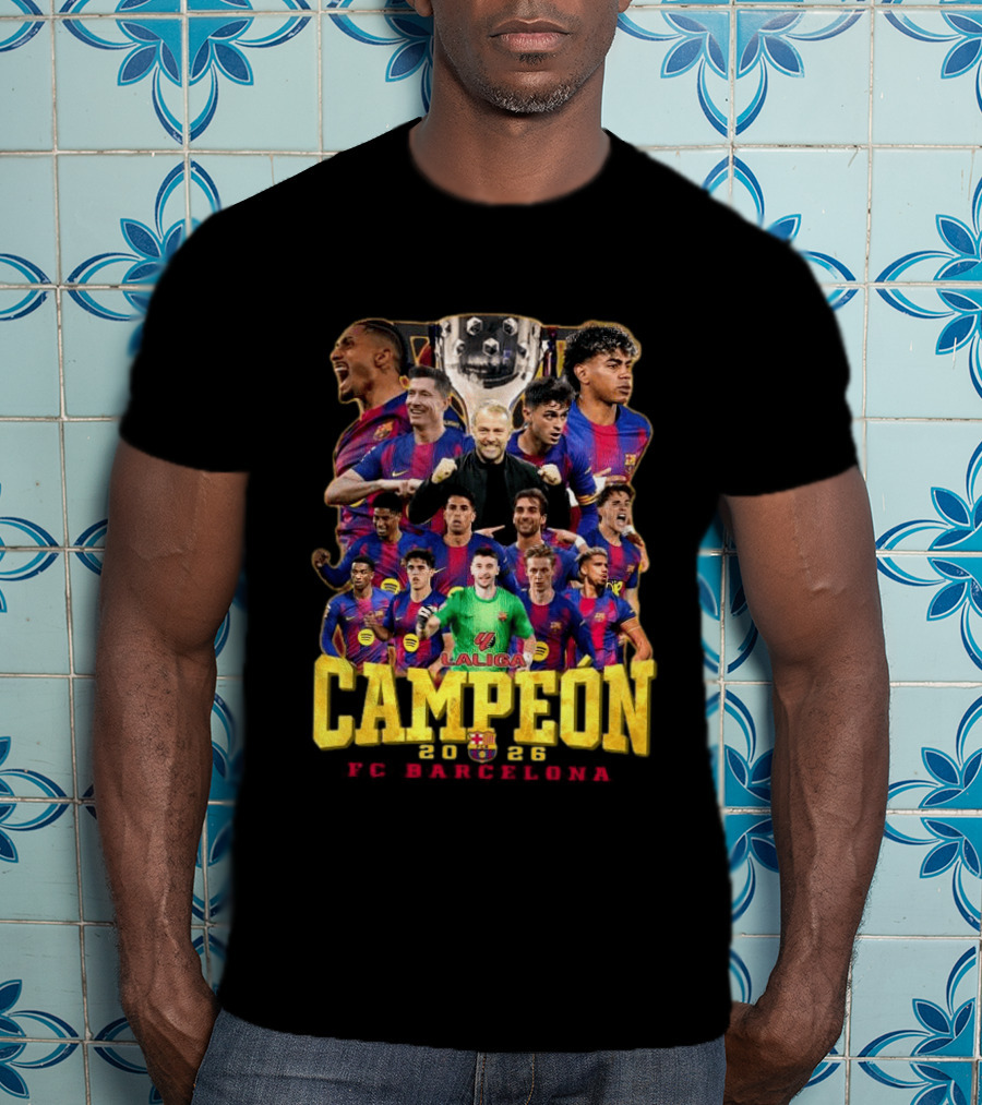 Laliga Campeón 2026 FC Barcelona Players Celebration T-Shirt
