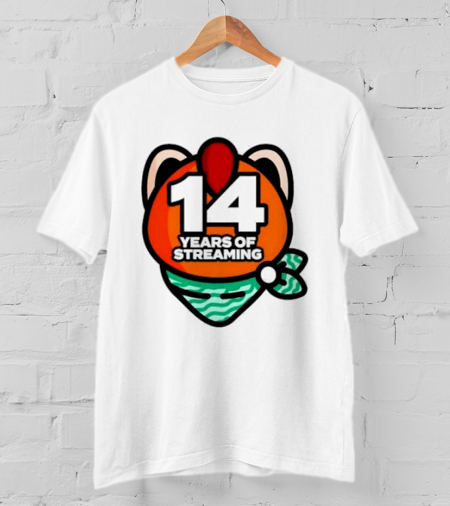 14 Years Of Streaming Cat Ear Design With Bandana T-Shirt