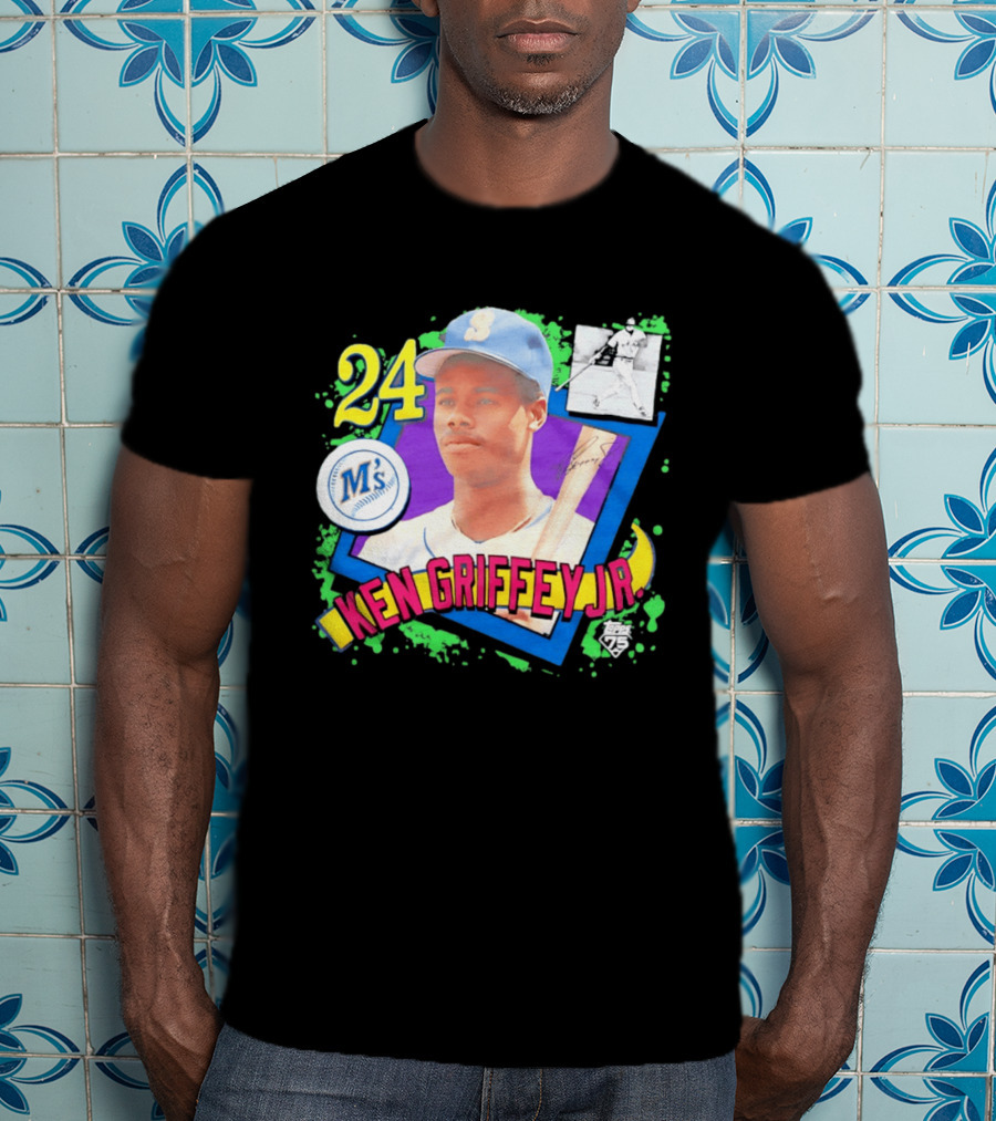 24 Ken Griffey Jr Seattle Mariners M's Topps 75 Remix Graffiti T-Shirt