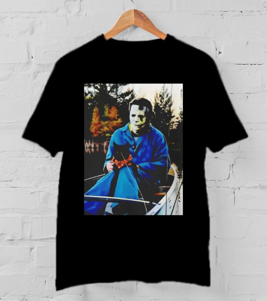 Michael Myers Lake Fishing With Cat In Boat T-Shirt