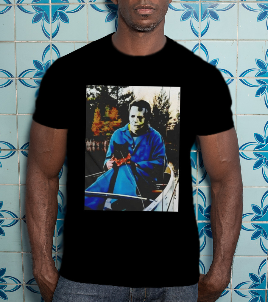 Michael Myers Lake Fishing With Cat In Boat T-Shirt
