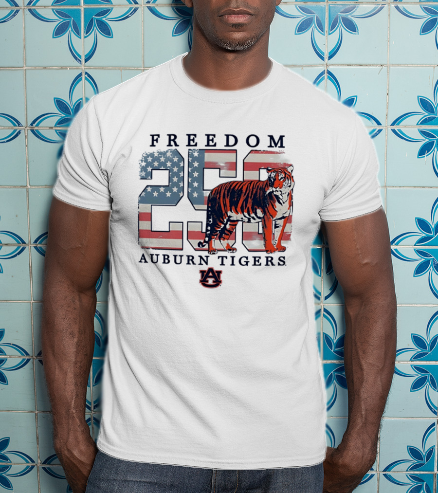 Freedom 250 Auburn Tigers Americana Flag Tiger T-Shirt