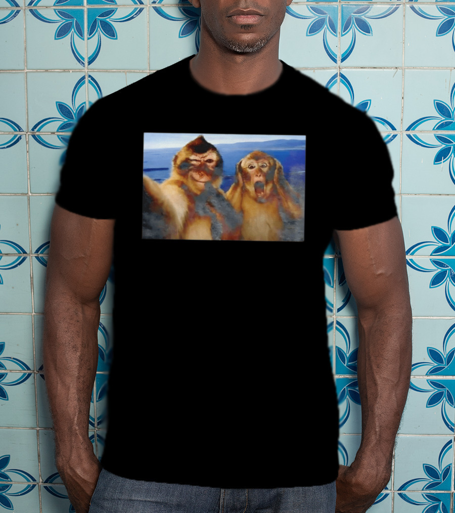 Funny Thinking Monkey Meme Surprised Expression Moments T-Shirt
