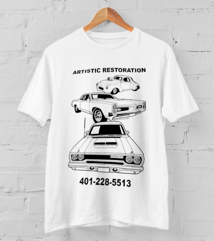 Brandy Melville Artistic Restoration Classic Car Illustration 401 226 5513 T-Shirt