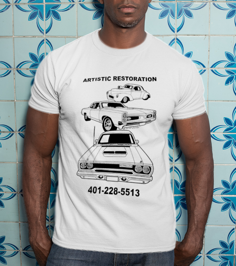 Brandy Melville Artistic Restoration Classic Car Illustration 401 226 5513 T-Shirt