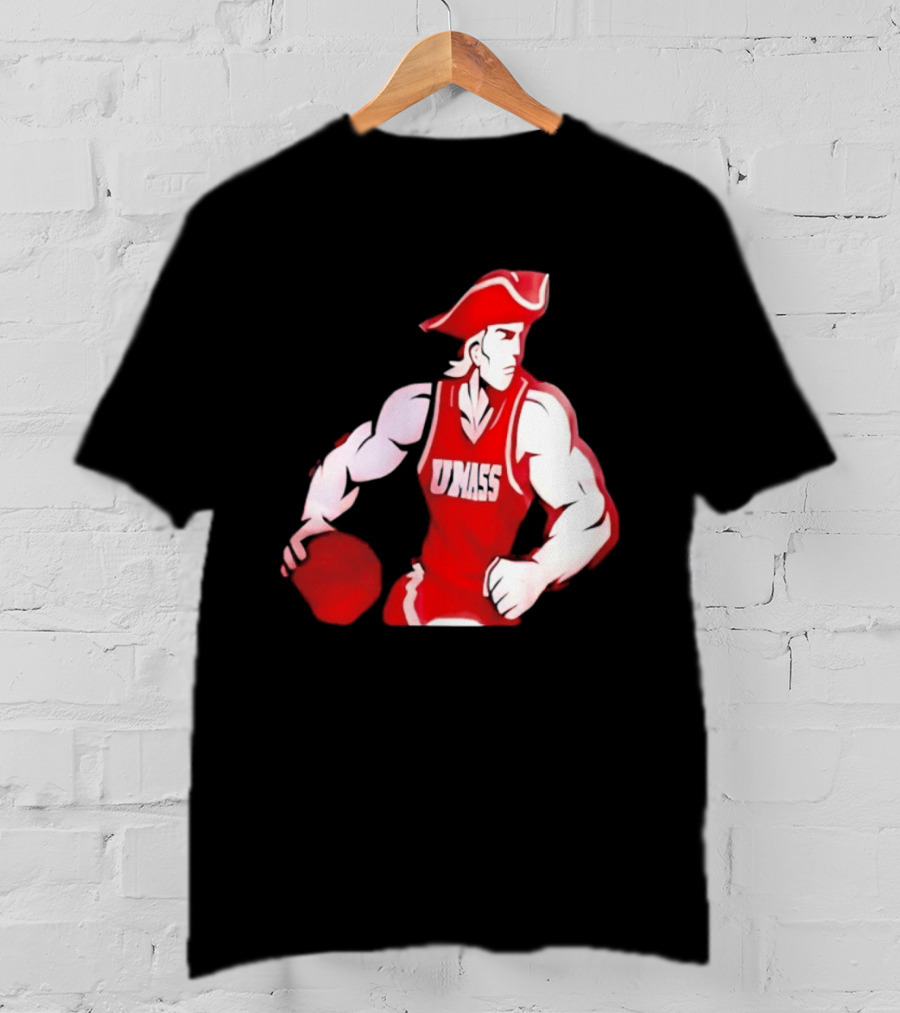 UMass Minutemen Basketball Red Jersey Embroidery T-Shirt