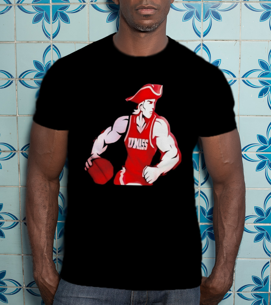 UMass Minutemen Basketball Red Jersey Embroidery T-Shirt