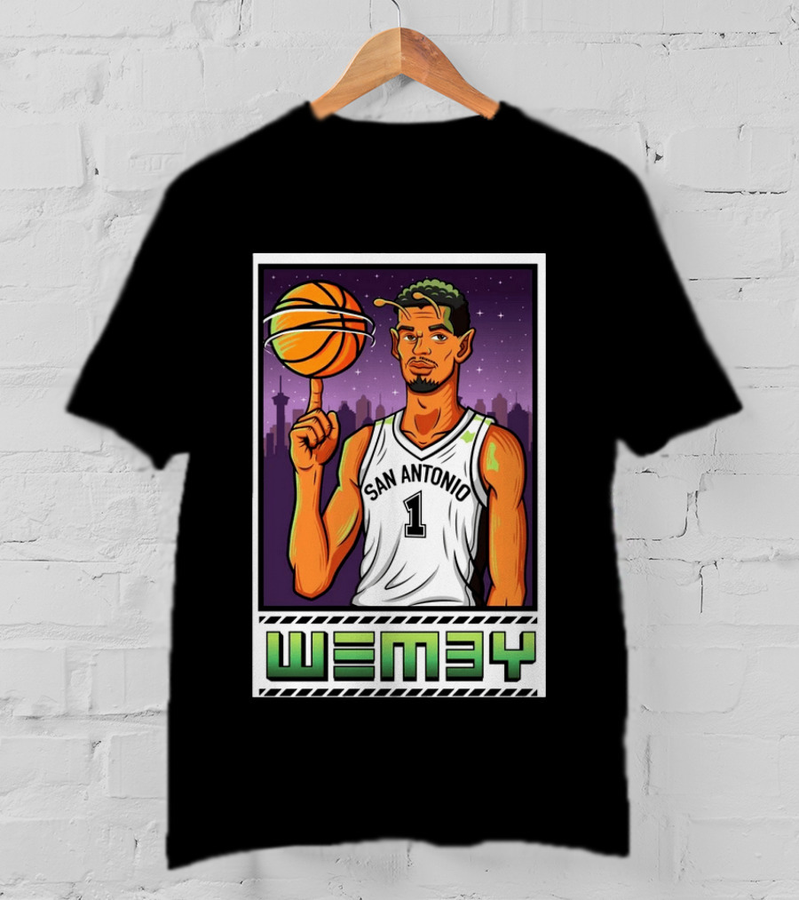 Wembanyama San Antonio Spurs Wemby Giclee Basketball Star Number 1 T-Shirt