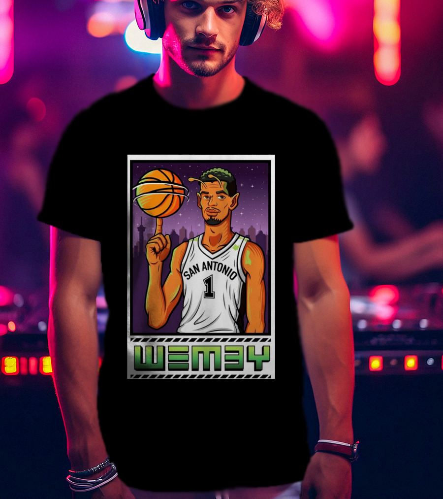 Wembanyama San Antonio Spurs Wemby Giclee Basketball Star Number 1 T-Shirt