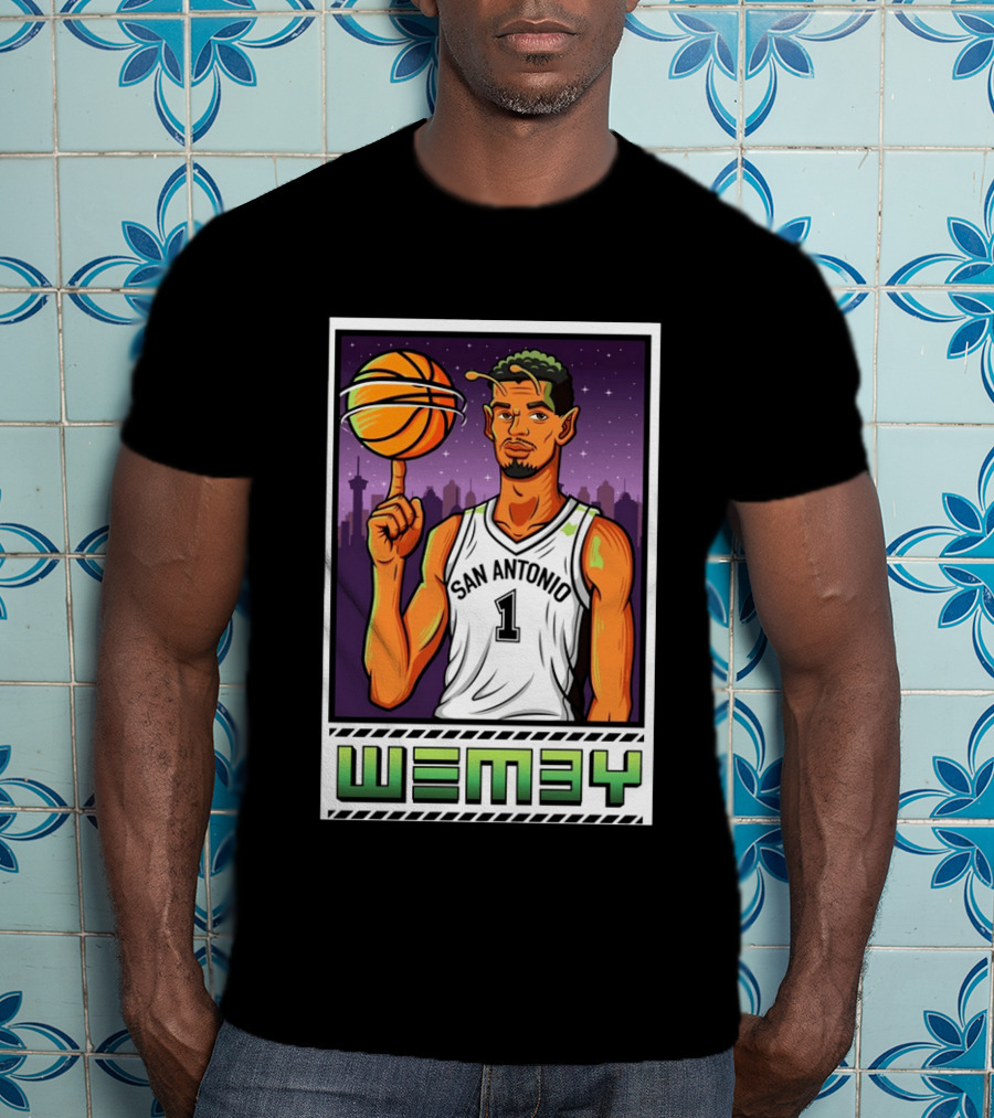 Wembanyama San Antonio Spurs Wemby Giclee Basketball Star Number 1 T-Shirt