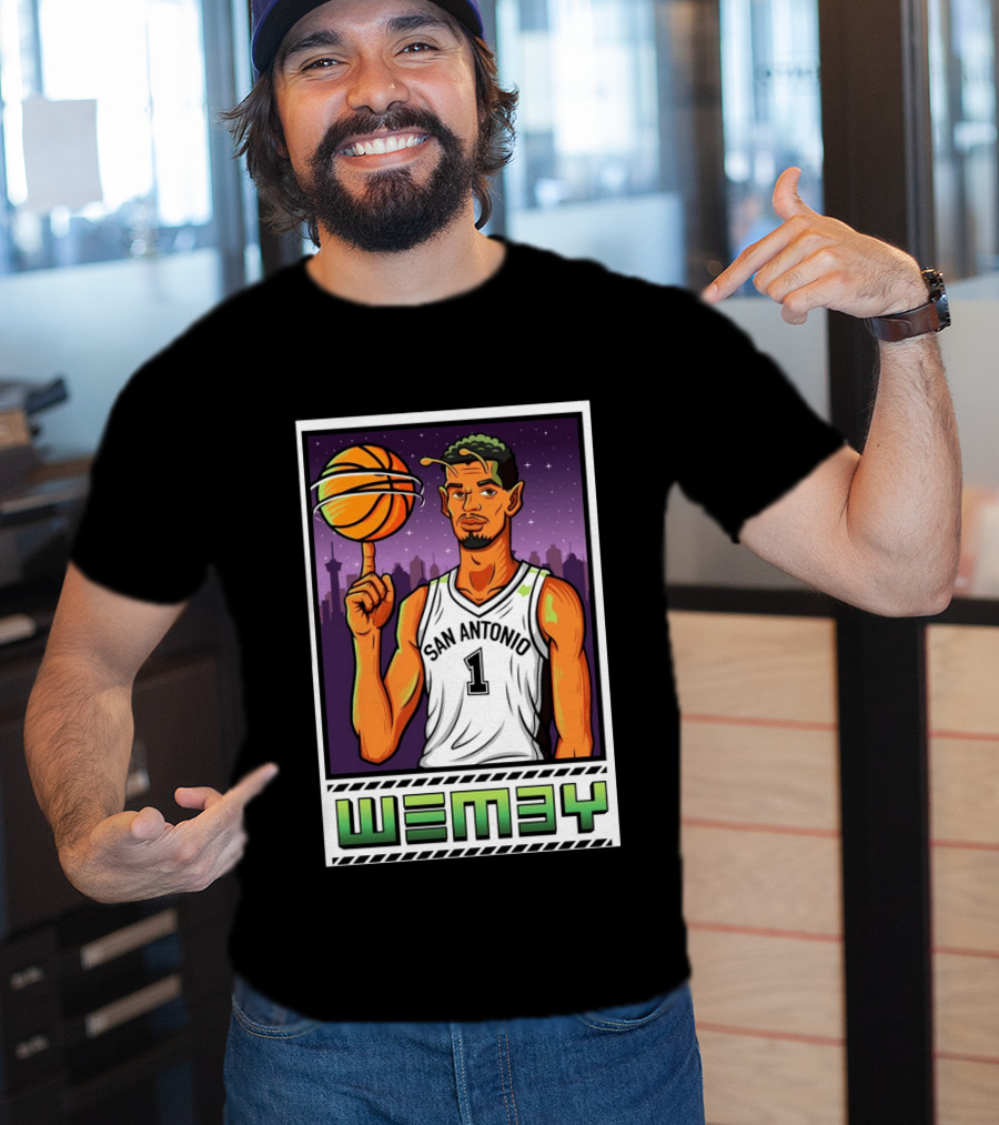 Wembanyama San Antonio Spurs Wemby Giclee Basketball Star Number 1 T-Shirt