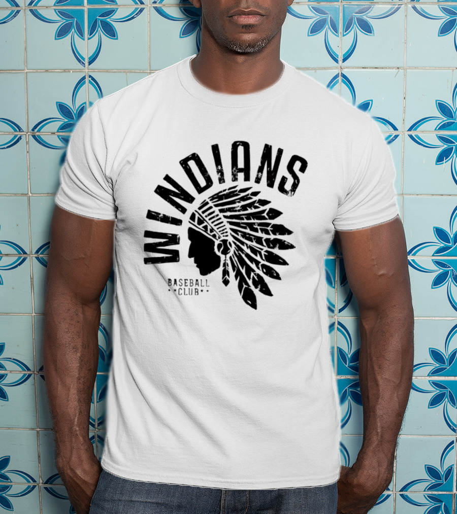 Cleveland Indians Guardians Windians Baseball Club Retro Headdress T-Shirt