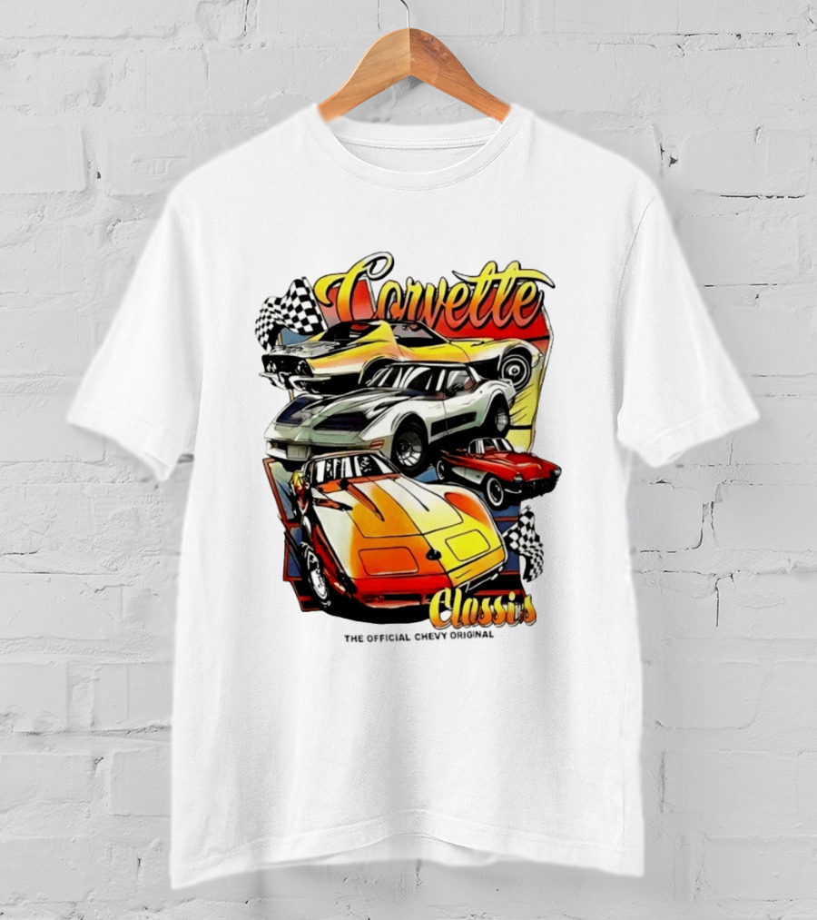 Corvette Classics The Official Chevy Original Cars Racing Flags T-Shirt