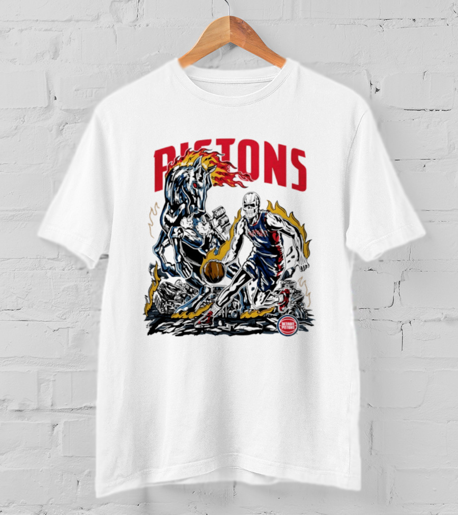 Pistons Warren Lotas 2026 Basketball Flames T-Shirt
