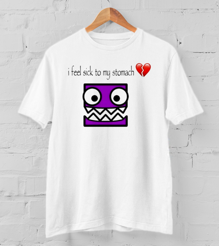 Geometry Dash I Feel Sick To My Stomach Broken Heart Pixel Art Monster T-Shirt