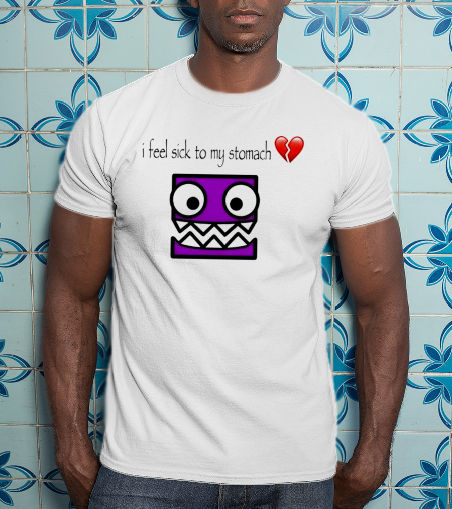 Geometry Dash I Feel Sick To My Stomach Broken Heart Pixel Art Monster T-Shirt