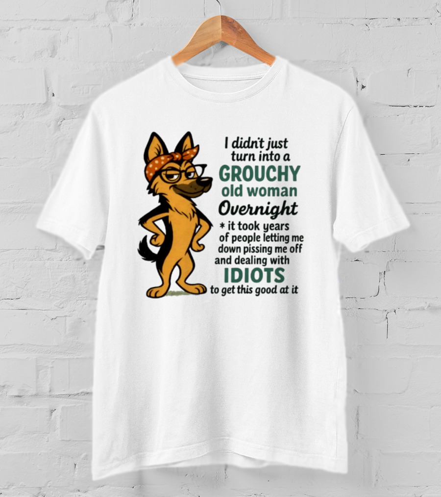 I Didn't Just Turn Into A Grouchy Old Woman German Shepherd Overnight Dealing With Idiots T-Shirt