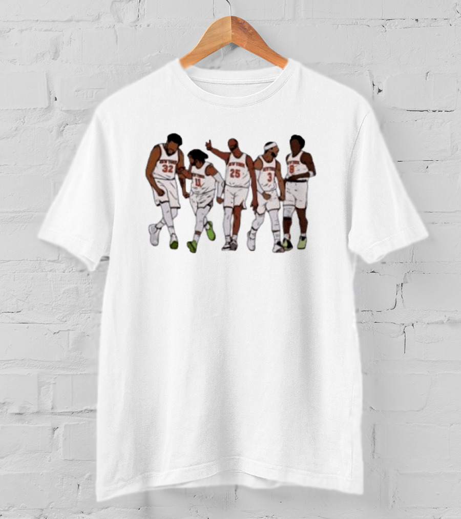 Jon Stewart Wearing New York Knicks Starting Five Basketball Players T-Shirt