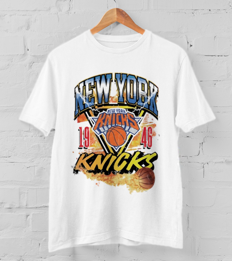 New York Knicks 1946 Basketball On Fire T-Shirt