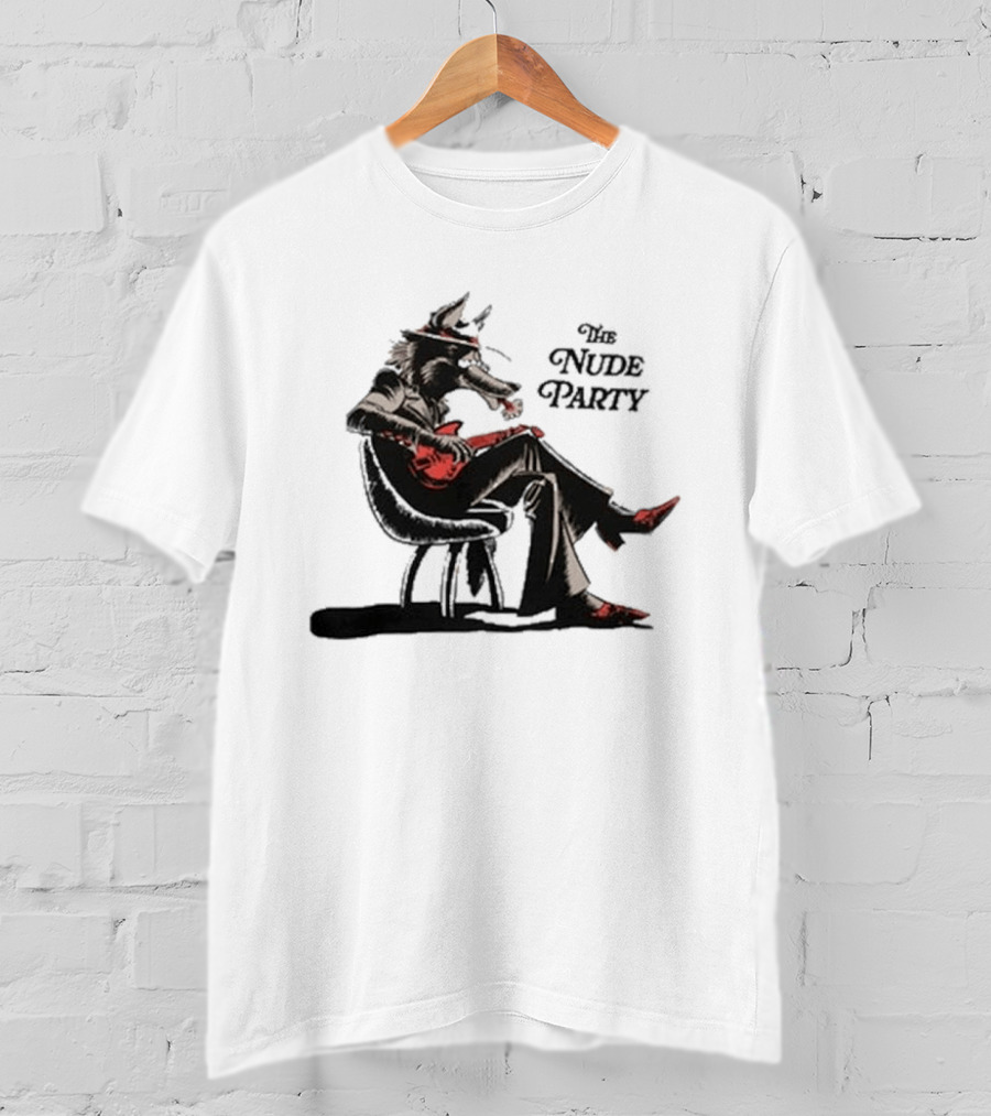 The Nude Party Wolf Playing Electric Guitar T-Shirt