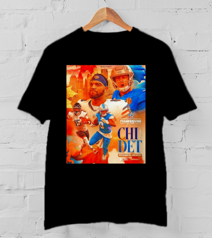 NFL Thanksgiving Day Game Chicago Bears Vs Detroit Lions Nov 26 CBS Sports T-Shirt