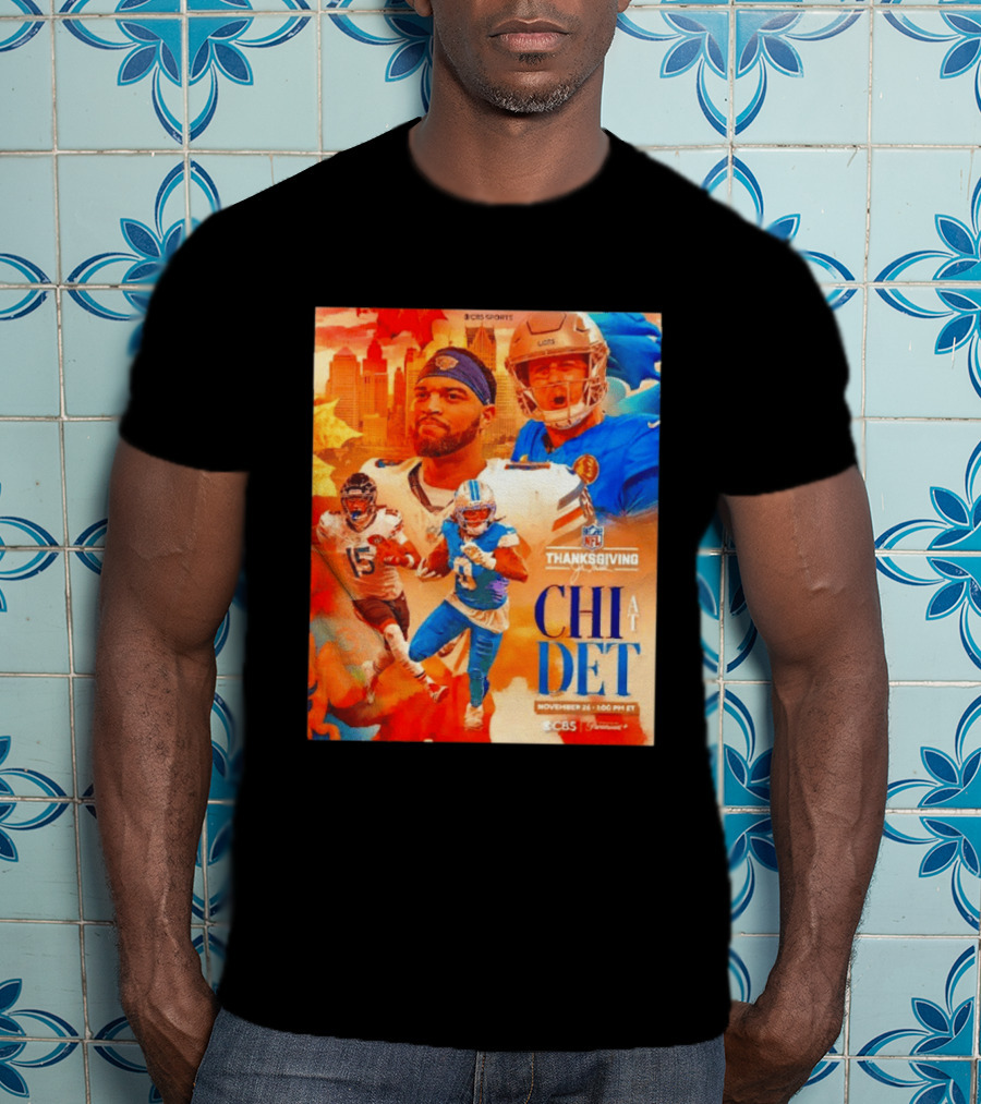 NFL Thanksgiving Day Game Chicago Bears Vs Detroit Lions Nov 26 CBS Sports T-Shirt