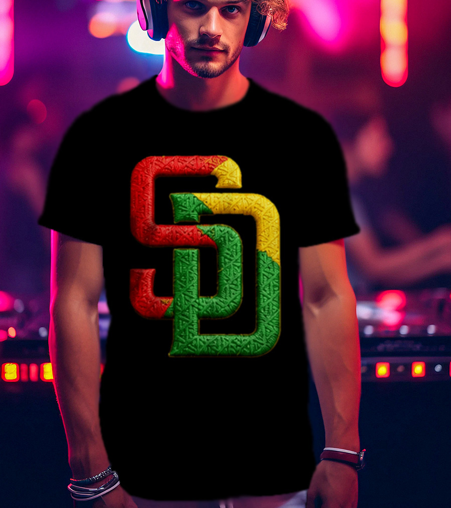 Padres African American Heritage 2026 Giveaway SD Red Gold Green T-Shirt