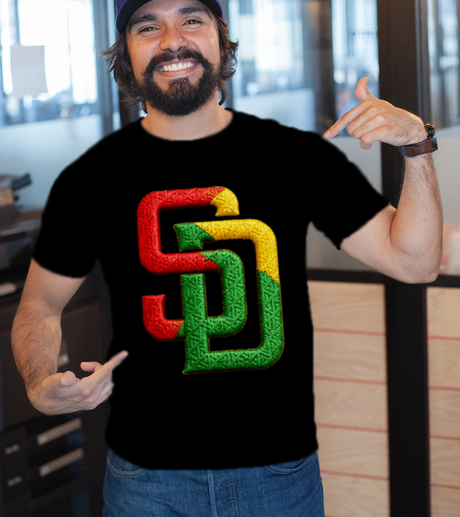 Padres African American Heritage 2026 Giveaway SD Red Gold Green T-Shirt