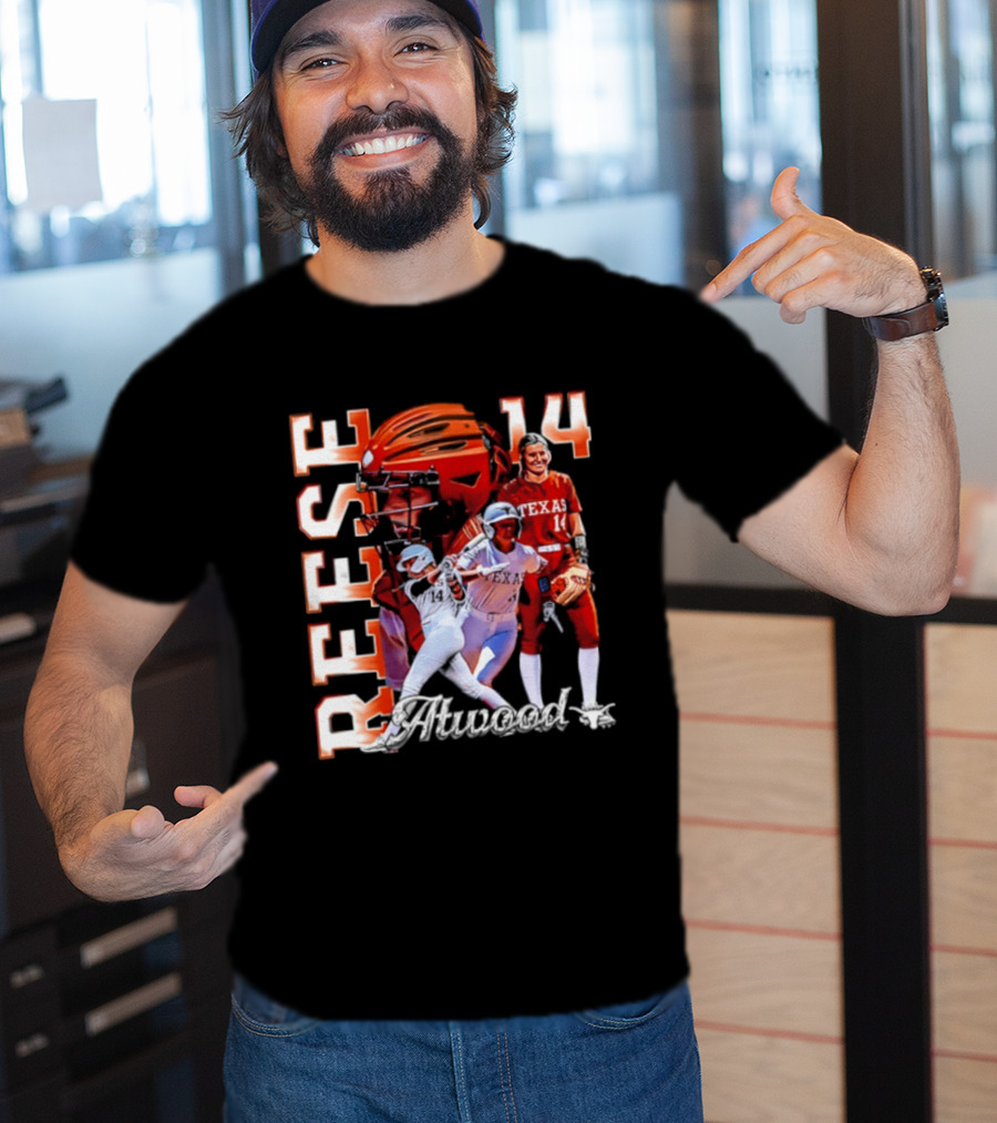 Reese Atwood 14 Texas Longhorns Softball Player White Uniform And Red Helmet T-Shirt