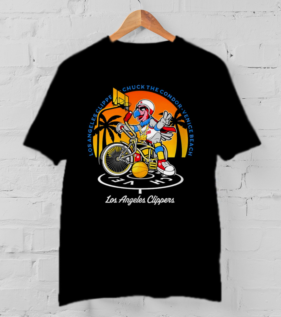 Los Angeles Clippers Chuck The Condor Venice Beach Bicycle Sunset T-Shirt